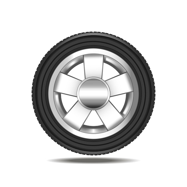 Plik wektorowy realistyczne szczegółowe koło samochodowe auto samodzielnie na białym tle symbol usługi naprawy samochodów. ilustracja wektorowa