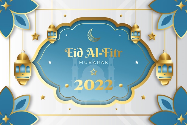 Plik wektorowy realistyczne tło eid mubarak ze świecami i księżycem