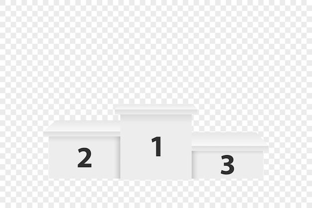 Plik wektorowy realistyczne wektor 3d białe zwycięzcy podium zbliżenie na przezroczystym tle zwycięstwo nagroda cokół pierwsze drugie trzecie miejsce szablon projektu