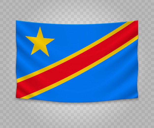 Plik wektorowy realistyczne wiszące flagi demokratycznej republiki konga