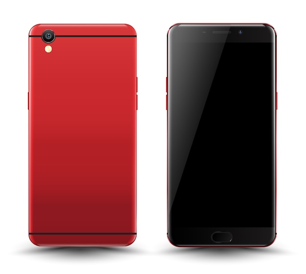 Plik wektorowy realistyczny czerwony smartphone makieta