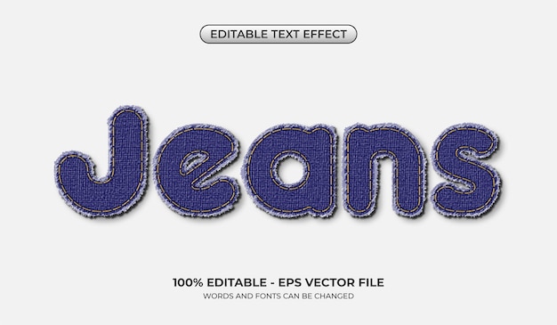 Realistyczny Efekt Tekstowy Dżinsów Edytowalny Trójwymiarowy Efekt Tekstowy Denim Style Graficzne Tkaniny