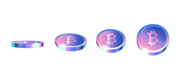 Realistyczny Fioletowy Zestaw Bitcoinów