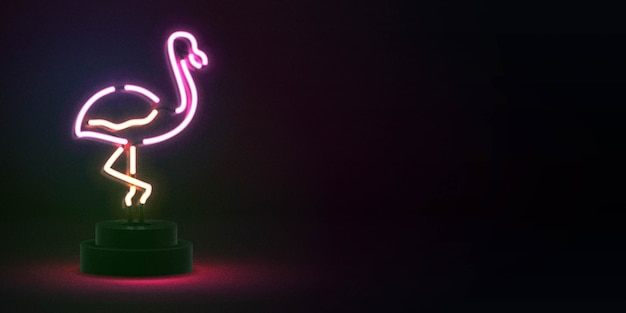 Plik wektorowy realistyczny izolowany neon z logo flamingo z miejscem na kopię do dekoracji szablonu i tapetowania.