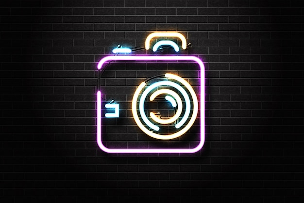 Plik wektorowy realistyczny izolowany neon z logo photo studio.