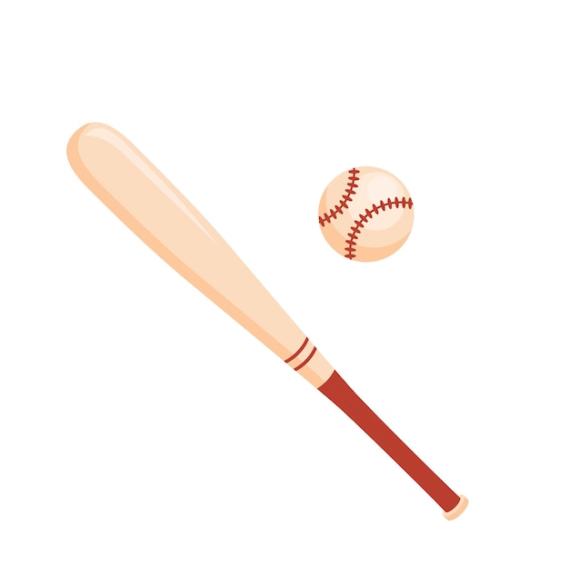 Realistyczny kij bejsbolowy i piłka Drewniany kij do gry w baseball Amerykański sport Ilustracja wektorowa