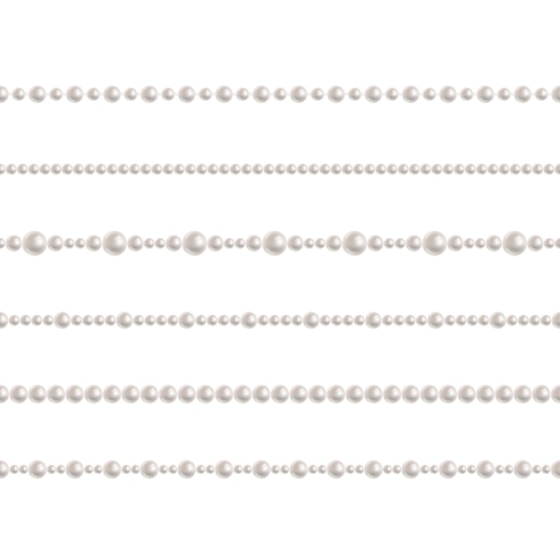Plik wektorowy realistyczny łańcuch z pereł. wektorowy ustawiający realistyczny bezszwowy wzór