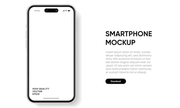 Realistyczny makietę smartfona Wektor telefonu komórkowego z izolowanym na białym tle
