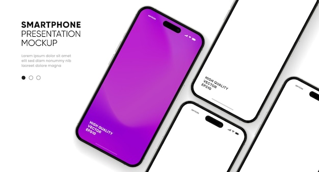Realistyczny makietę smartfona Wektor telefonu komórkowego z izolowanym na białym tle