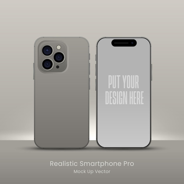 Realistyczny model smartfona z widokiem przednim Mobile Soft Metal iphone pro 16 ramka Wyświetlacz edytowalny Wektor