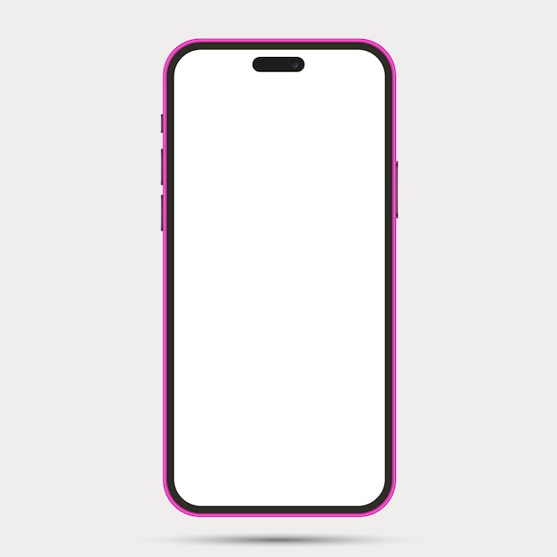 Realistyczny model smartfona z widokiem z przodu Telefon komórkowy Różowy ramka z pustym białym wyświetlaczem odizolowanym na tle Szablon urządzenia telefonicznego wektorowego