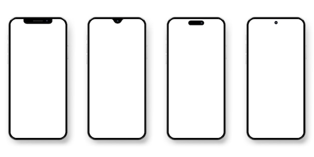 Realistyczny model telefonu komórkowego z pustym ekranem izolowanym na białym tle