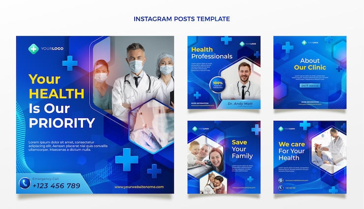 Wektor realistyczny post medyczny na instagramie