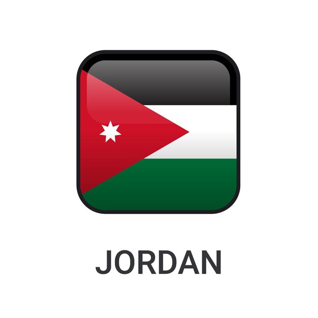 Realistyczny Prostokąt Flaga Jordanii Ikona Wektor Izolowany Na Białym Tle Dla Ikony Meczu Sport