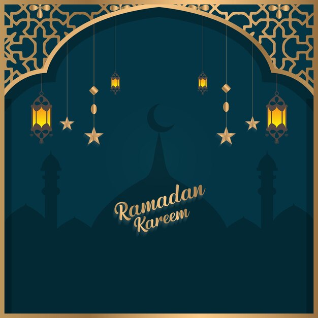 Realistyczny, Przyciągający Wzrok Kolorowy Design Ramadan Kareem