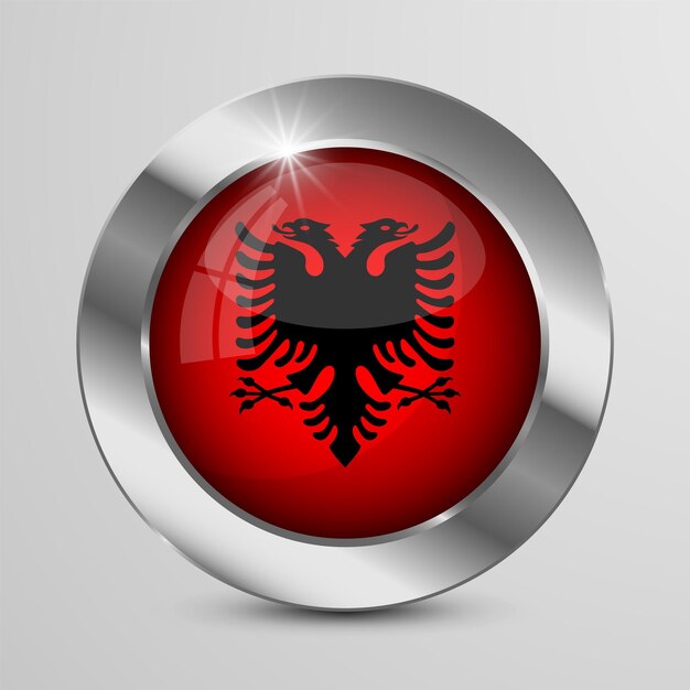 Plik wektorowy realistyczny przycisk z flagą albanii idealny do dowolnego użycia