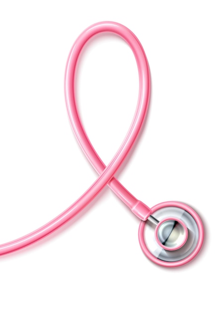 Realistyczny Różowy Stetoskop Symbol świadomości Raka Piersi