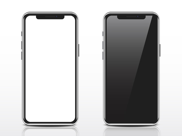 Plik wektorowy realistyczny smartfon z białym i czarnym pustym ekranem
