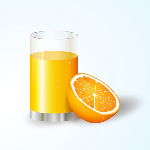 Plik wektorowy realistyczny sok pomarańczowy i plastry pomarańczy