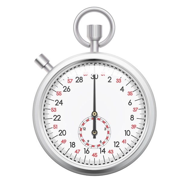 Realistyczny stoper z chronometrem na białym tle