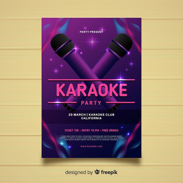Plik wektorowy realistyczny styl plakatu karaoke