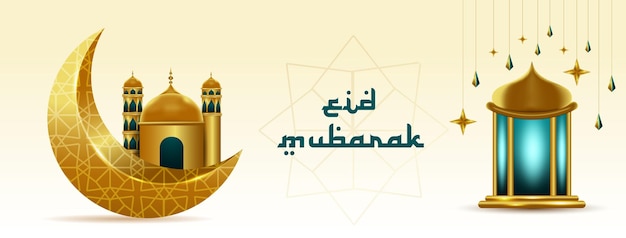 Realistyczny szablon banera okładki mediów społecznościowych 3d Eid