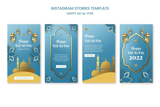Plik wektorowy realistyczny szablon historii eid alfitr ramadan na instagramie