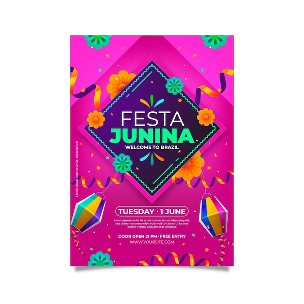 Realistyczny Szablon Plakatu Pionowego Festa Junina