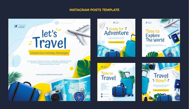 Realistyczny szablon postów na instagram podróży