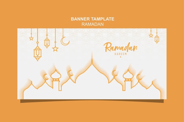Realistyczny Szablon Poziomego Banera Ramadan Kareem