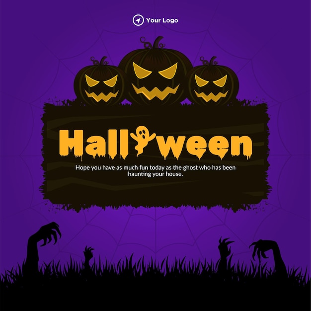 Realistyczny Szablon Projektu Banera Happy Halloween