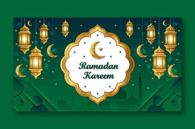 Realistyczny Szablon Tła Ramadan Kareem Ze świecami I Księżycem