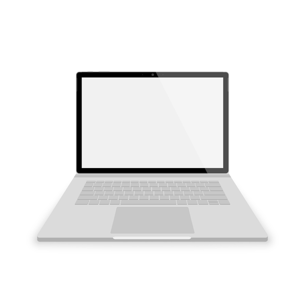 Realistyczny szary widok z przodu laptopa. ilustracje na białym tle. laptop z pustym scrin