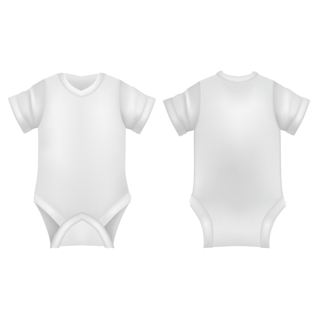 Plik wektorowy realistyczny szczegółowy 3d biały pusty baby bodysuit szablon mockup set vector