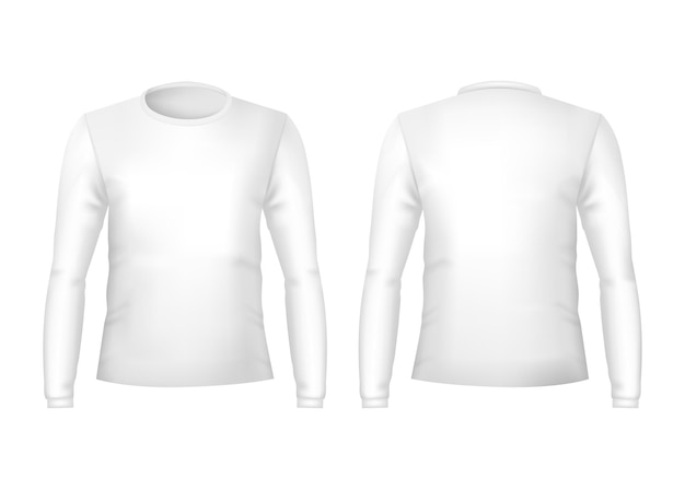 Realistyczny Szczegółowy Szablon 3d Puste Białe Koszulki Z Przodu Iz Tyłu Wektor