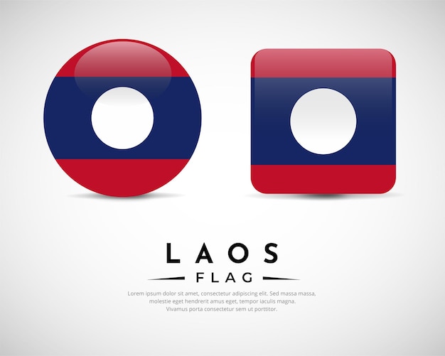 Realistyczny wektor ikony flagi Laosu Zestaw wektor godło flaga Laosu