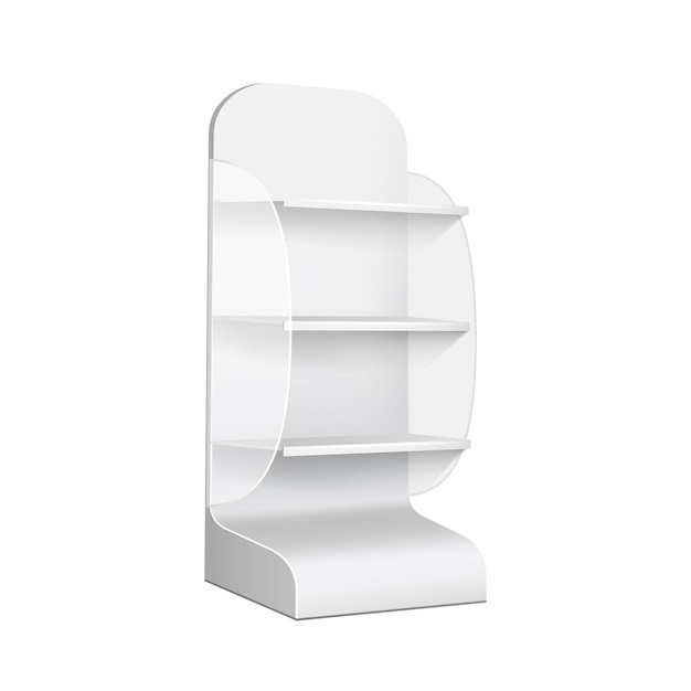 Plik wektorowy realistyczny wektor szczegółowe białe kartonowe półki detaliczne 3d