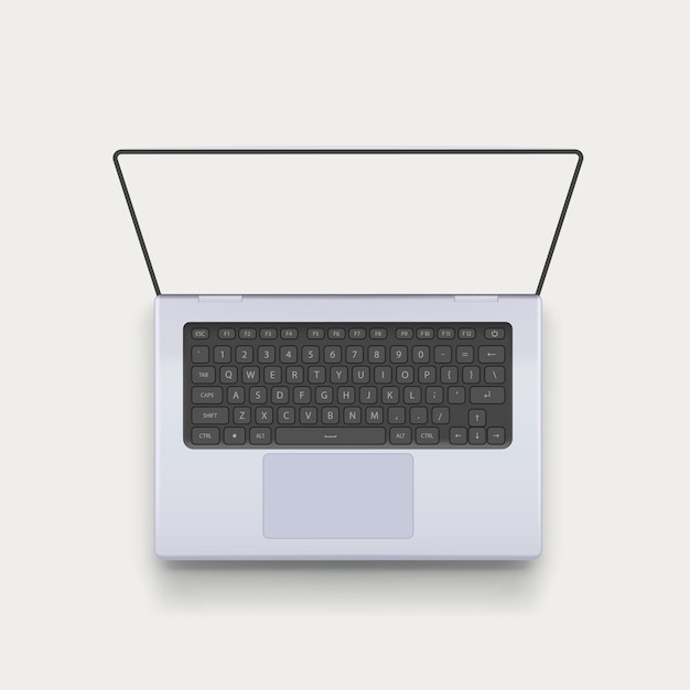 Plik wektorowy realistyczny widok laptopa z góry na białym