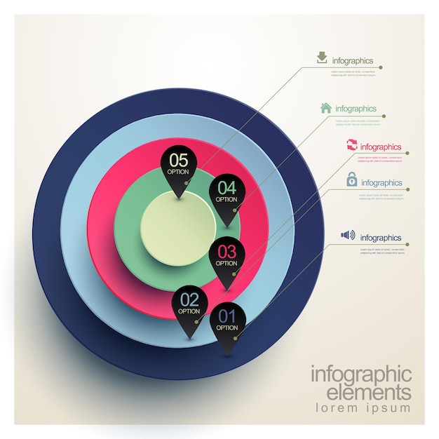 Realistyczny Wykres Kołowy Z Szablonem Elementów Infografiki Znacznika Lokalizacji