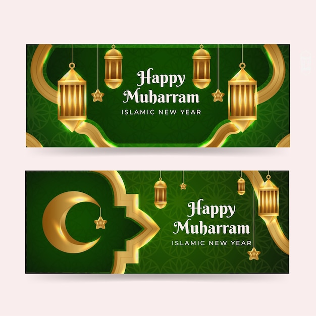 Realistyczny zestaw banerów muharram