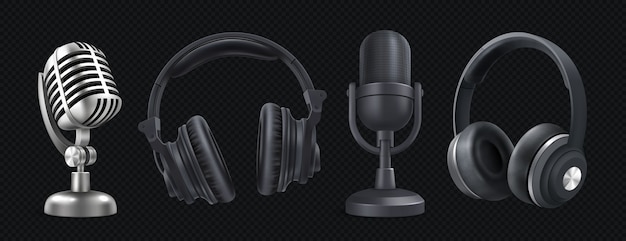 Realistyczny zestaw ikon podcastów