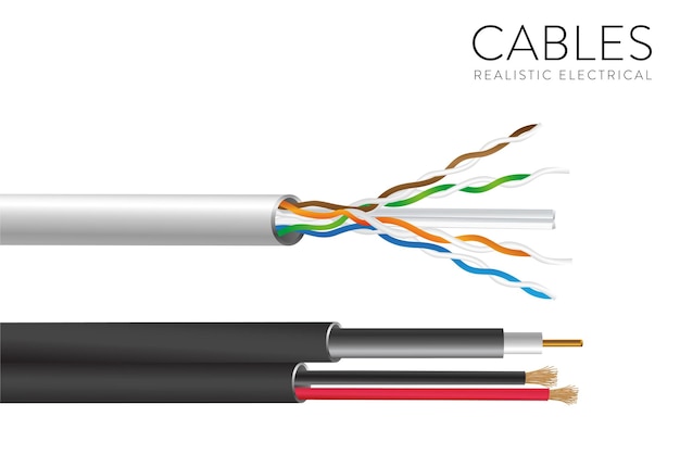 Realistyczny zestaw kabli elektronicznych