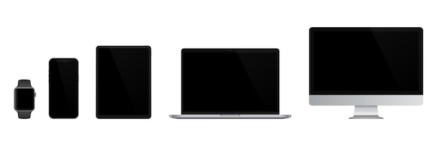 Realistyczny zestaw Monitor laptop tablet smartphone ilustracji wektorowych