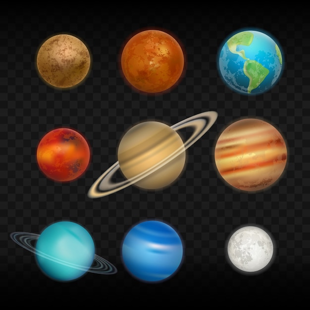realistyczny zestaw planet Układu Słonecznego