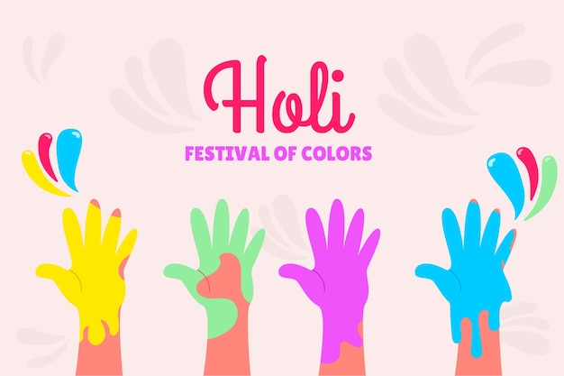 Ręce Festiwalu Holi Z Farbami Vector