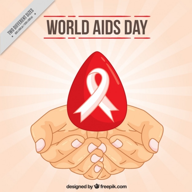 Ręce Szkice Tło Z Kropli Krwi I świata Dzień Aids Wstążka