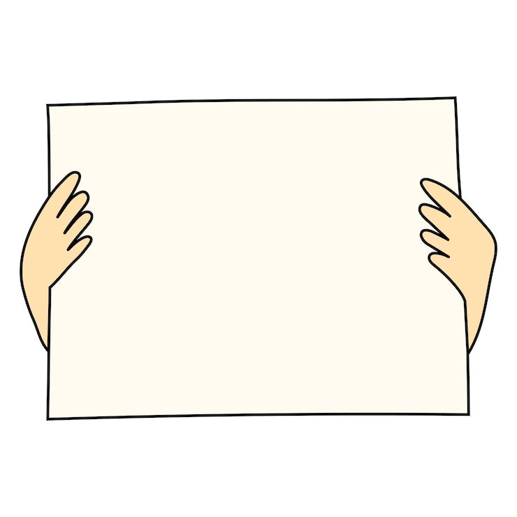 Wektor ręce trzymające arkusz papieru lub plakat doodle prosta ilustracja