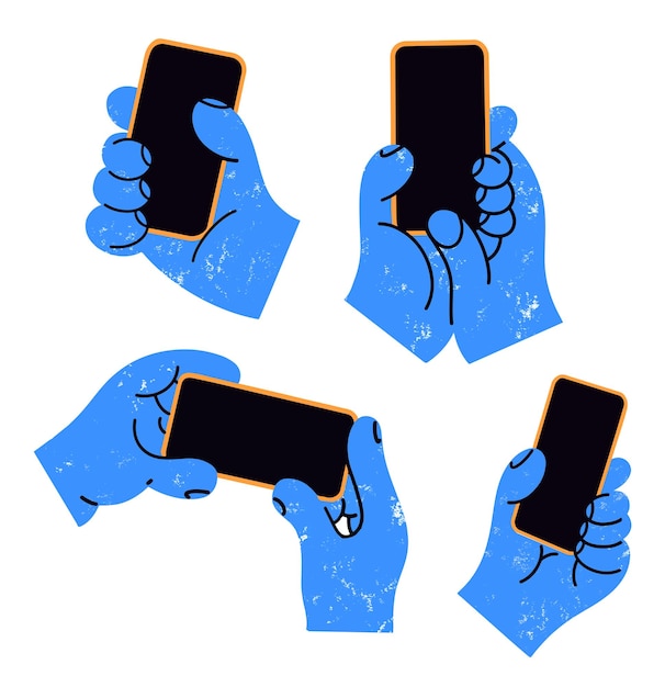 Ręce trzymające telefony komórkowe z ikonami mediów społecznościowych