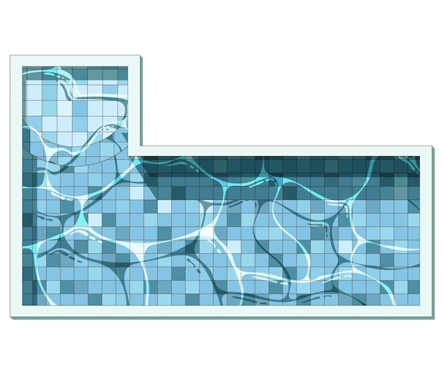 Rectangular L-shaped swimming pool flat cartoon ilustracja izolowana na białym tle