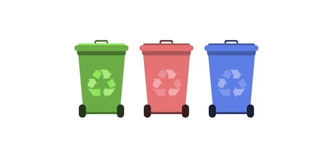 Recykling Bin śmieci płaski projekt czyszczenie ikona z kolorem bocznym